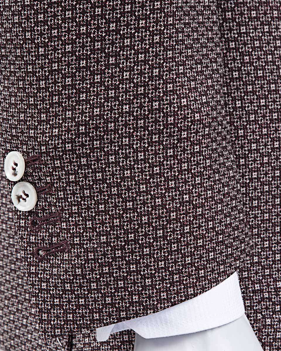 Damat Tween Damat Regular Fit Bordo Desenli Kumaş Ceket. 4