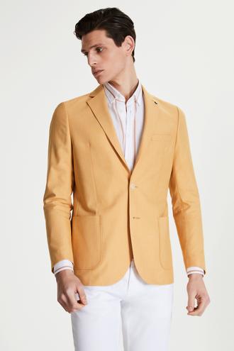 Tween Slim Fit Sarı Desenli Kumaş Ceket - 8682364771110 | Damat Tween