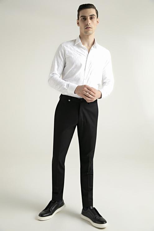 Tween Slim Fit Siyah Düz Kumaş Pantolon - 8682365680749 | Damat Tween