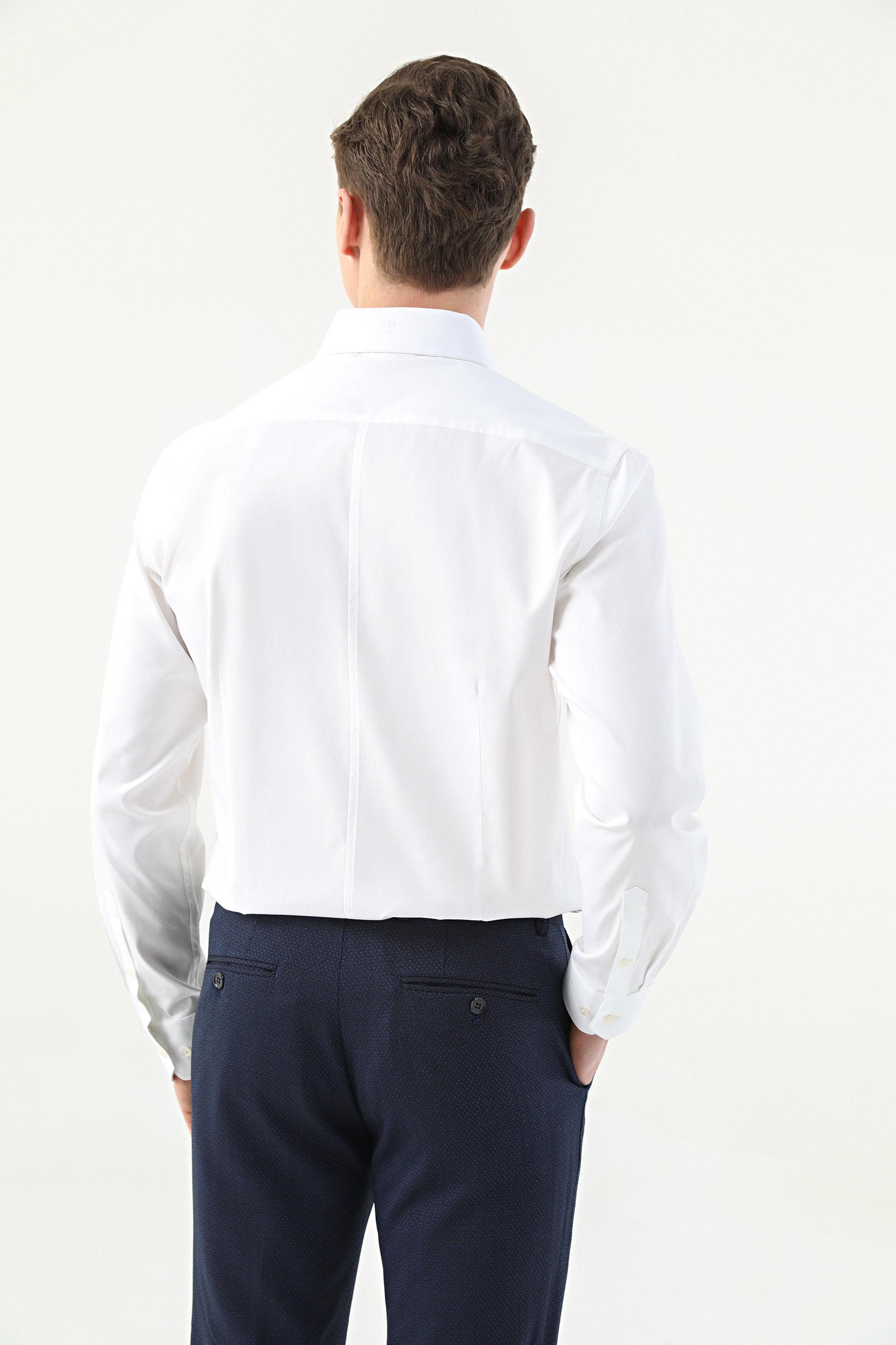 Damat Tween Damat Slim Fit Beyaz Desenli %100 Pamuk Nano Care Gömlek. 4