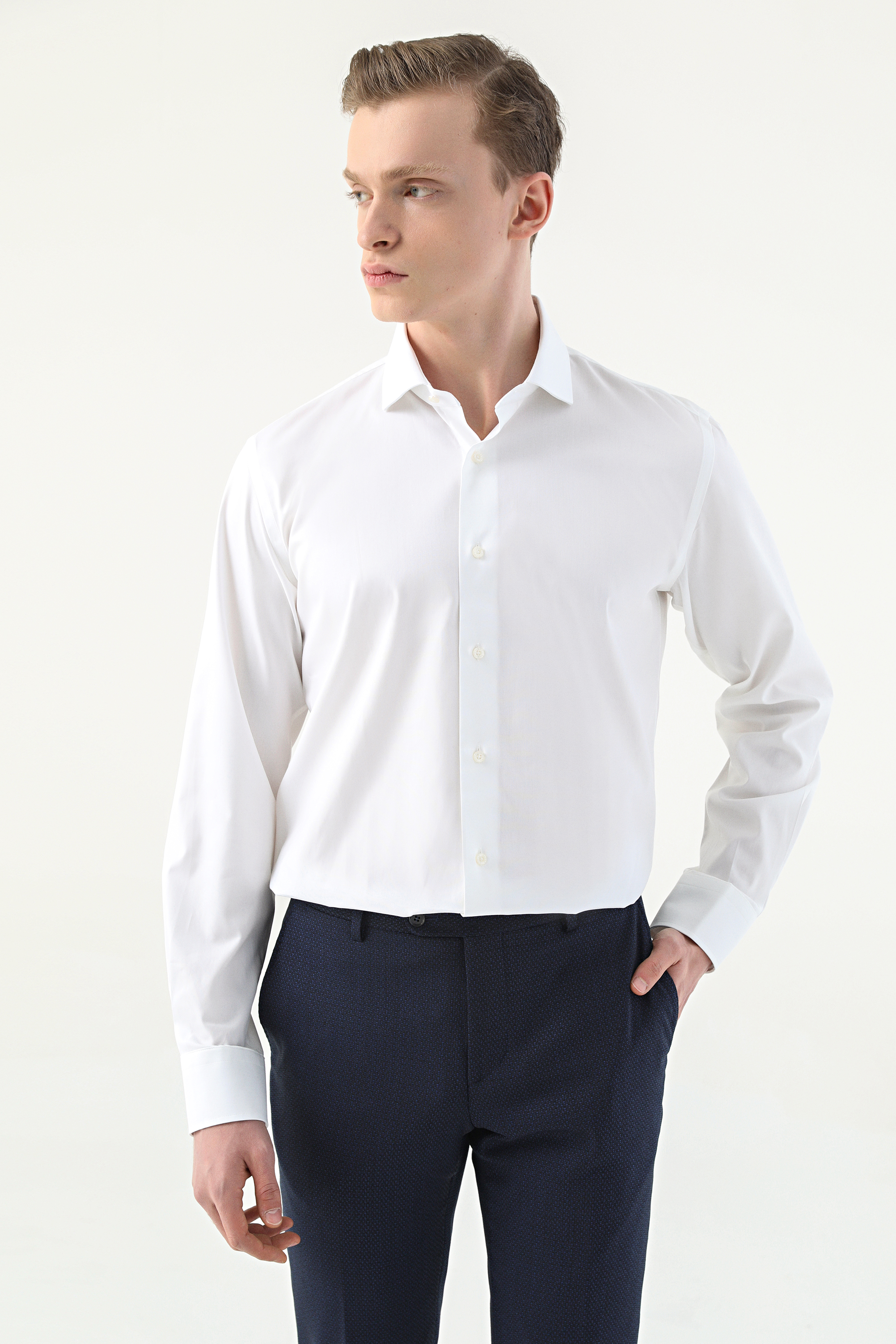 Damat Tween Damat Slim Fit Beyaz Desenli %100 Pamuk Nano Care Gömlek. 2