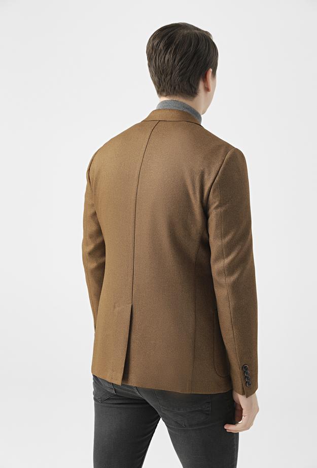 Twn Slim Fit Açık Kahverengi Armürlü Kumaş Ceket