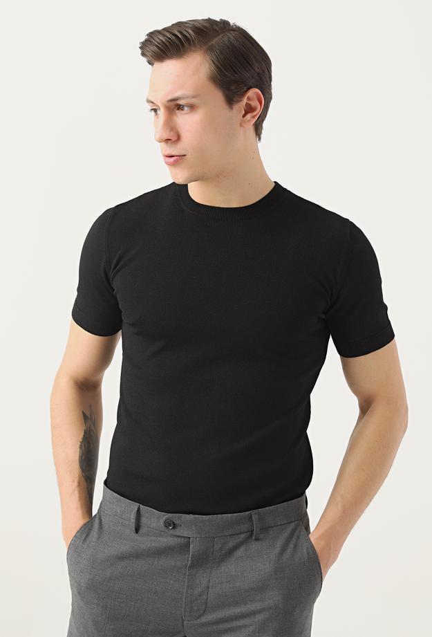 Twn Slim Fit Siyah Rayon T-Shirt