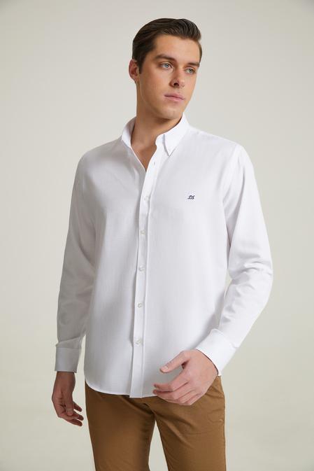 Ds Damat Slim Fit Beyaz Oxford Gömlek - 8682445130324 | D'S Damat
