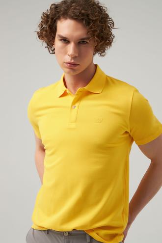 Ds Damat Regular Fit Sarı Pike Dokulu %100 Pamuk Polo Yaka T-Shirt - 6725695044224 | D'S Damat