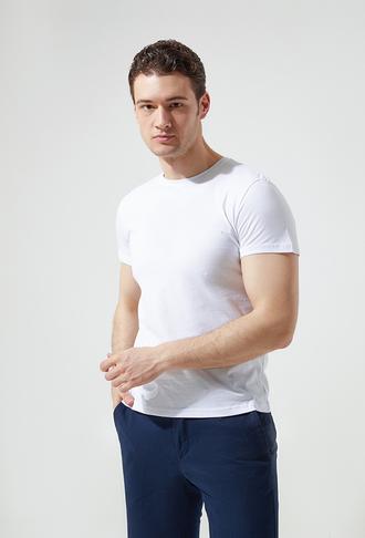 Ds Damat Slim Fit Beyaz %100 Pamuk T-Shirt - 8682060252371 | D'S Damat