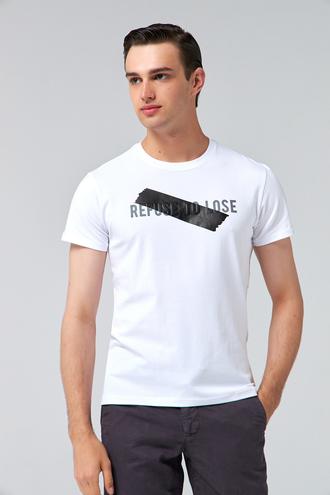 Twn Slim Fit Beyaz Baskılı T-Shirt - 8682445811841 | D'S Damat