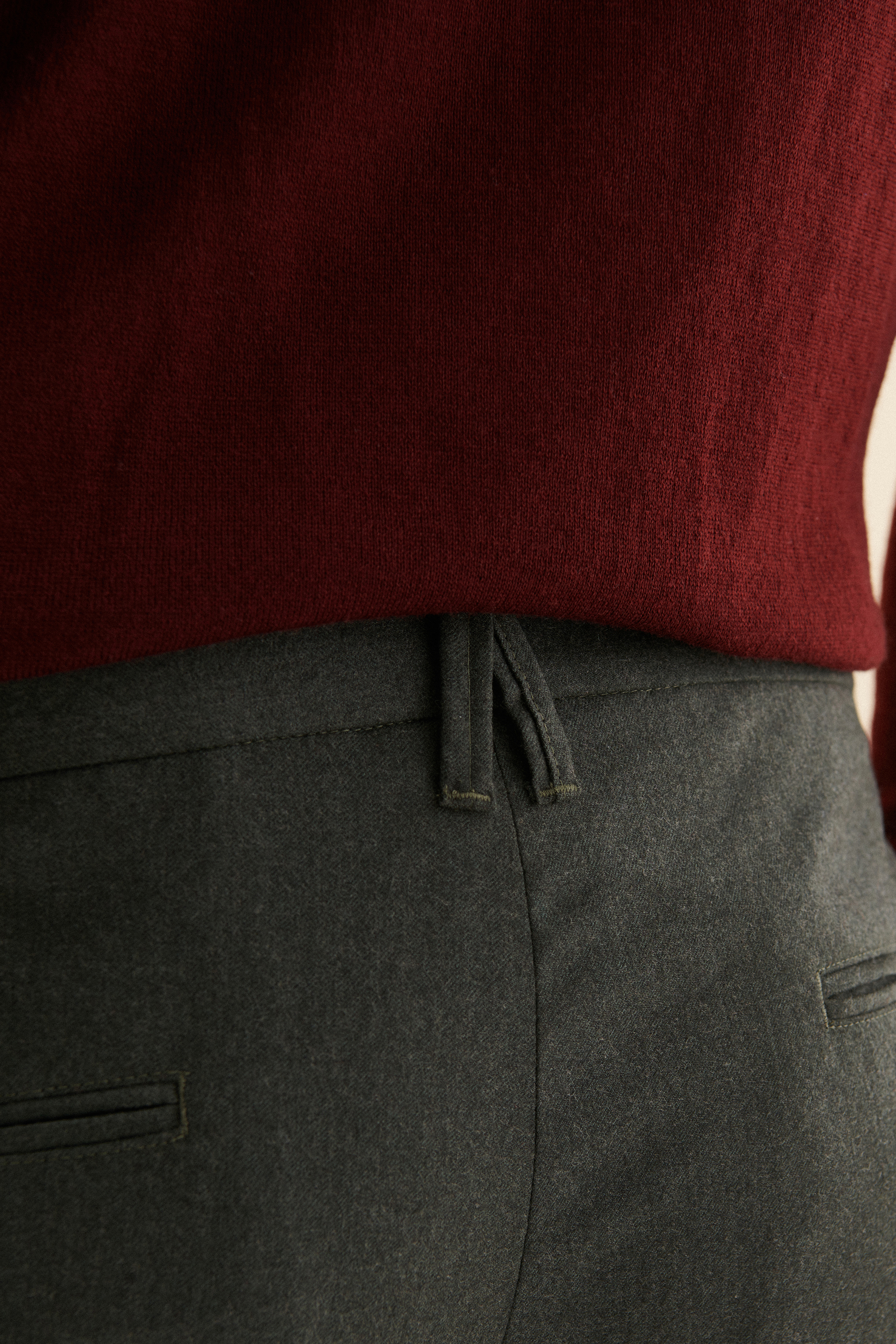 Damat Tween Damat Slim Fit Haki Düz %100 Yün Chino Pantolon. 6