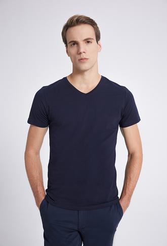 Ds Damat Slim Fit Lacivert %100 Pamuk T-Shirt - 8682060252074 | D'S Damat