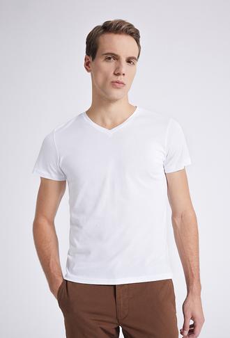 Ds Damat Slim Fit Beyaz %100 Pamuk T-Shirt - 8682060252173 | D'S Damat