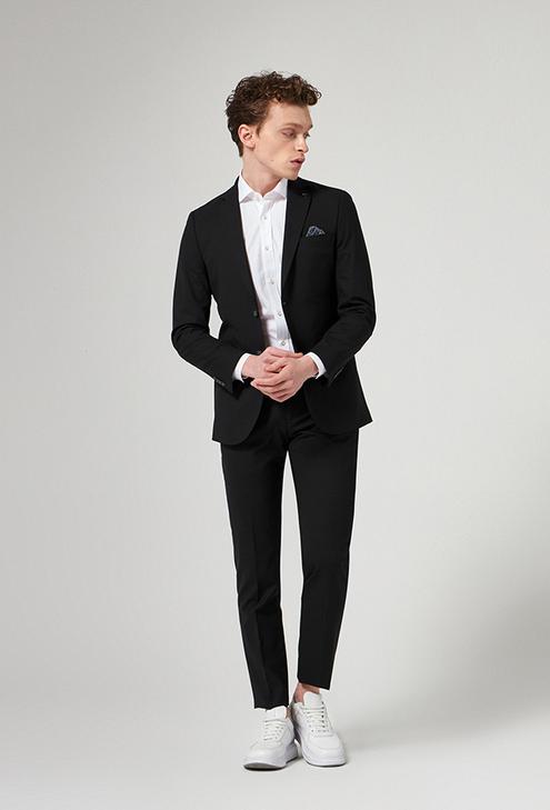 Tween Slim Fit Siyah Düz Takım Elbise - 8682365809225 | Damat Tween