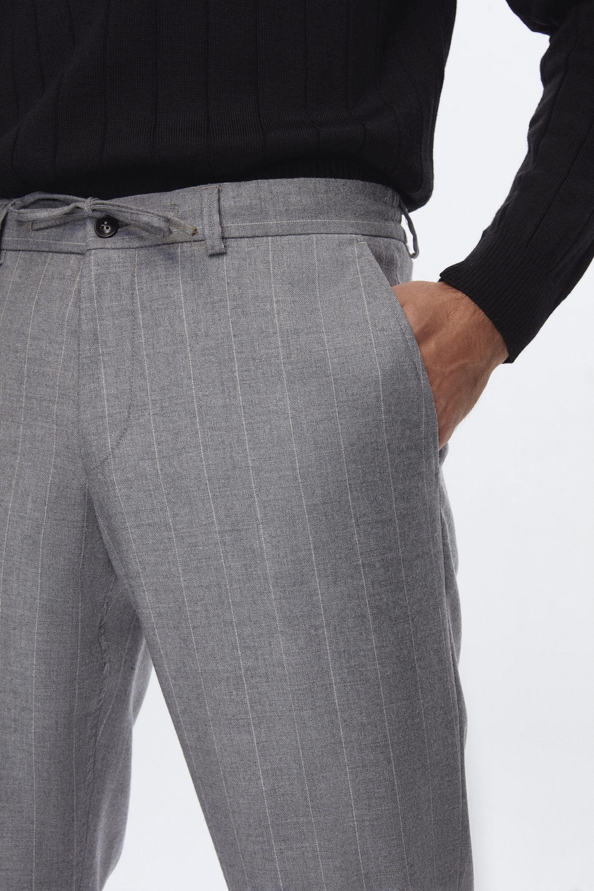 Damat Tween Damat Regular Fit Gri %100 Yün Chino Pantolon. 4