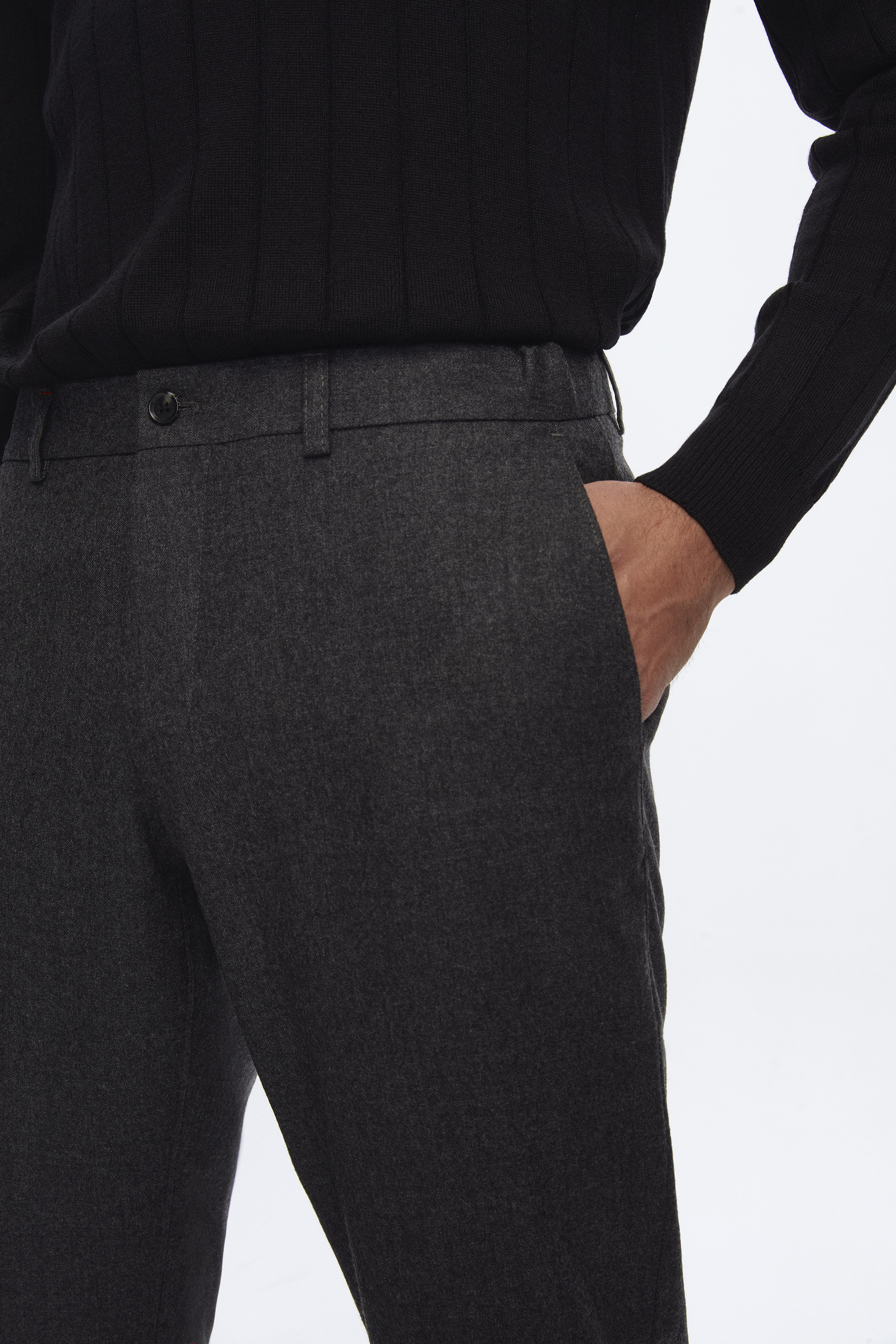 Damat Tween Damat Slim Fit Antrasit Düz %100 Yün Chino Pantolon. 3