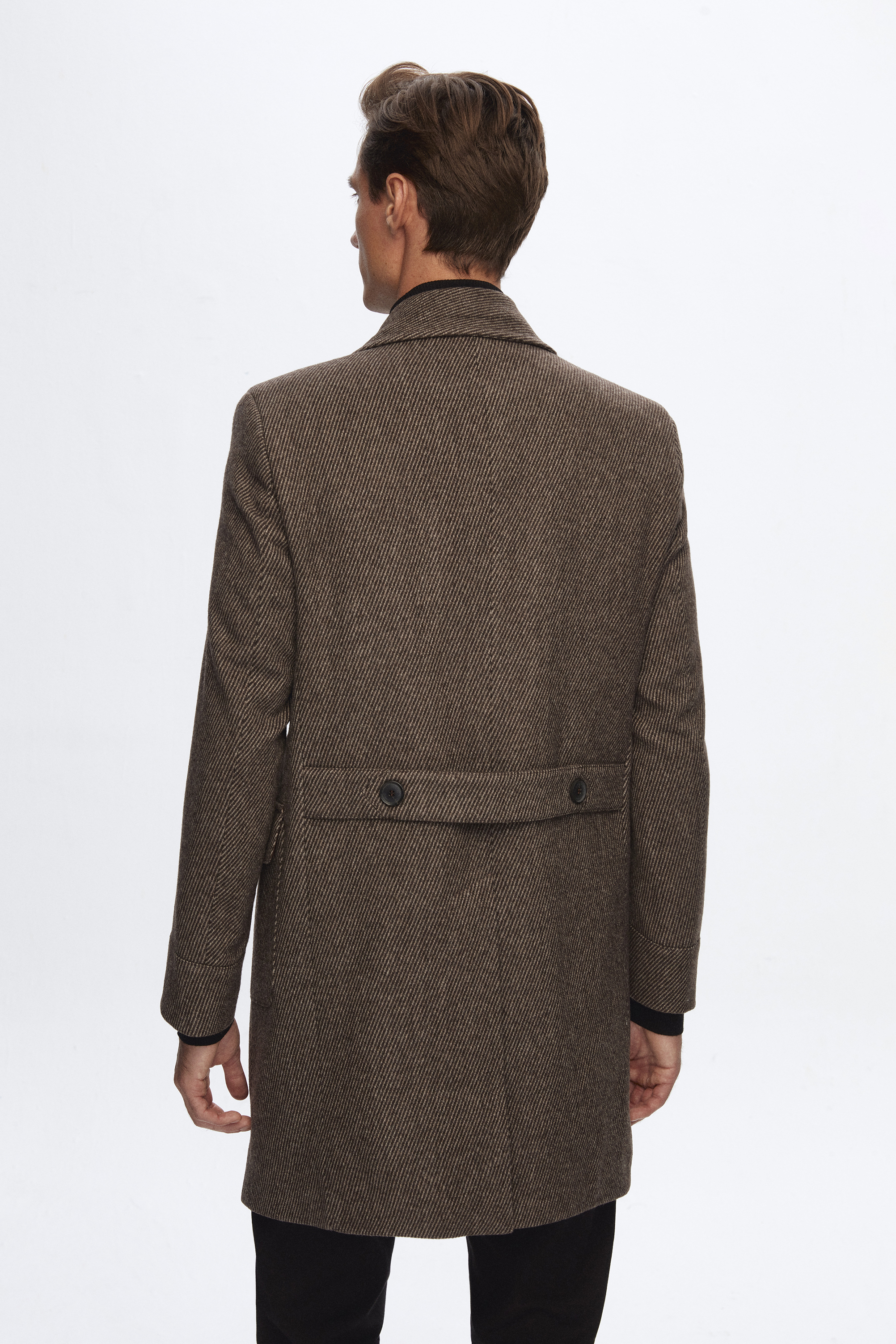 Damat Tween Damat Regular Fit Kahverengi Kruvaze Palto. 5