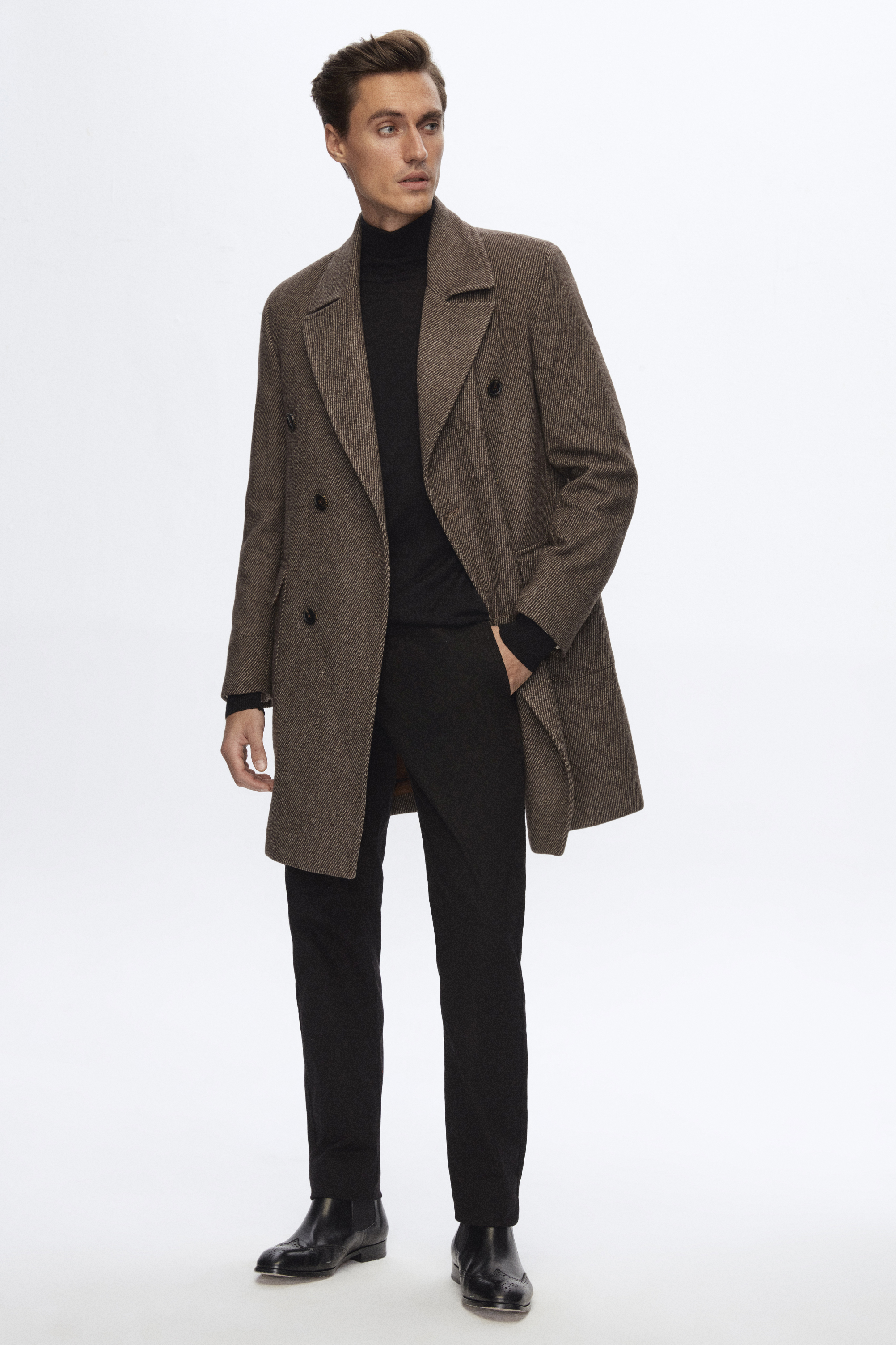 Damat Tween Damat Regular Fit Kahverengi Kruvaze Palto. 3