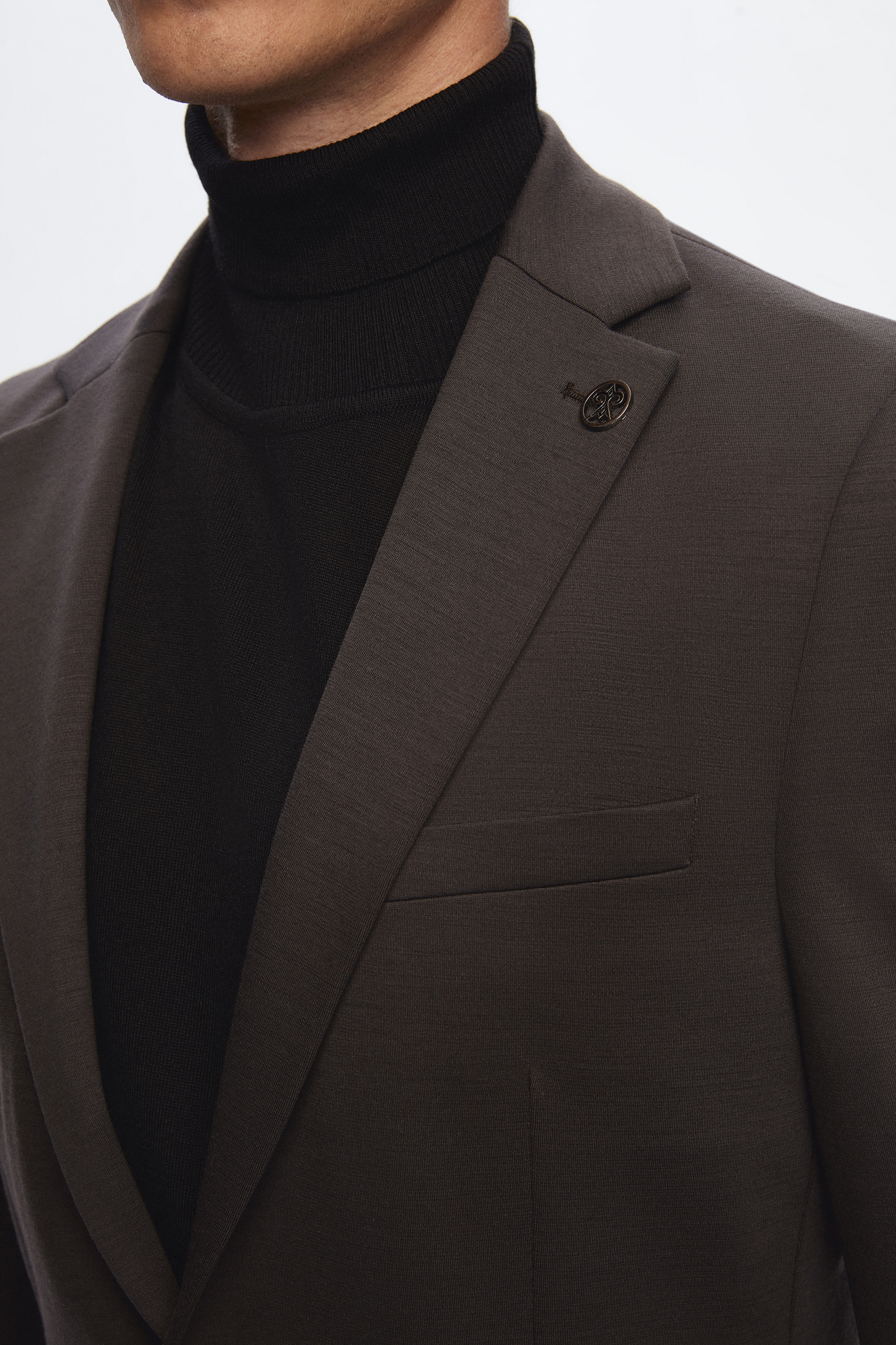 Damat Tween Damat Slim Fit Kahverengi Melanj %100 Yün Kumaş Ceket. 4