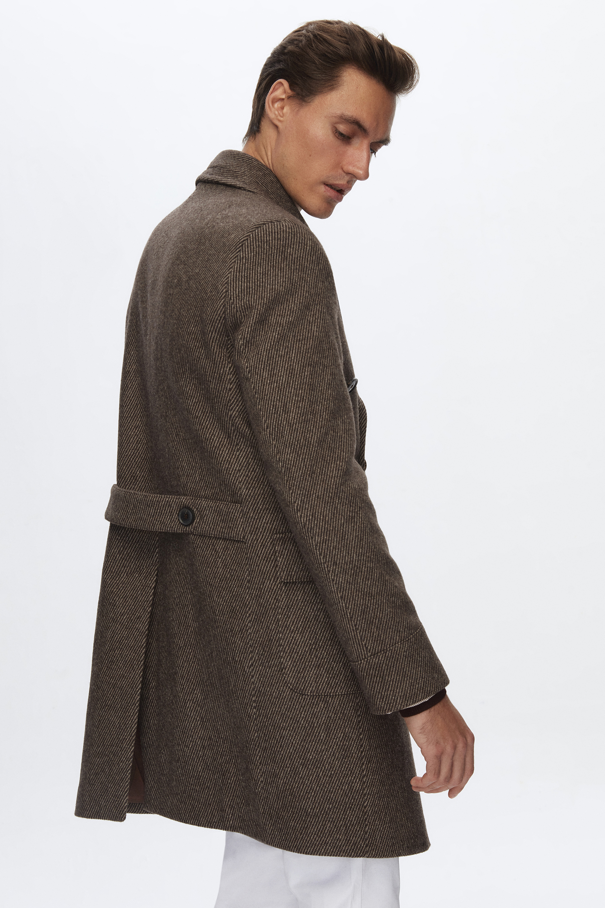 Damat Tween Damat Regular Fit Kahverengi Kruvaze Palto. 6