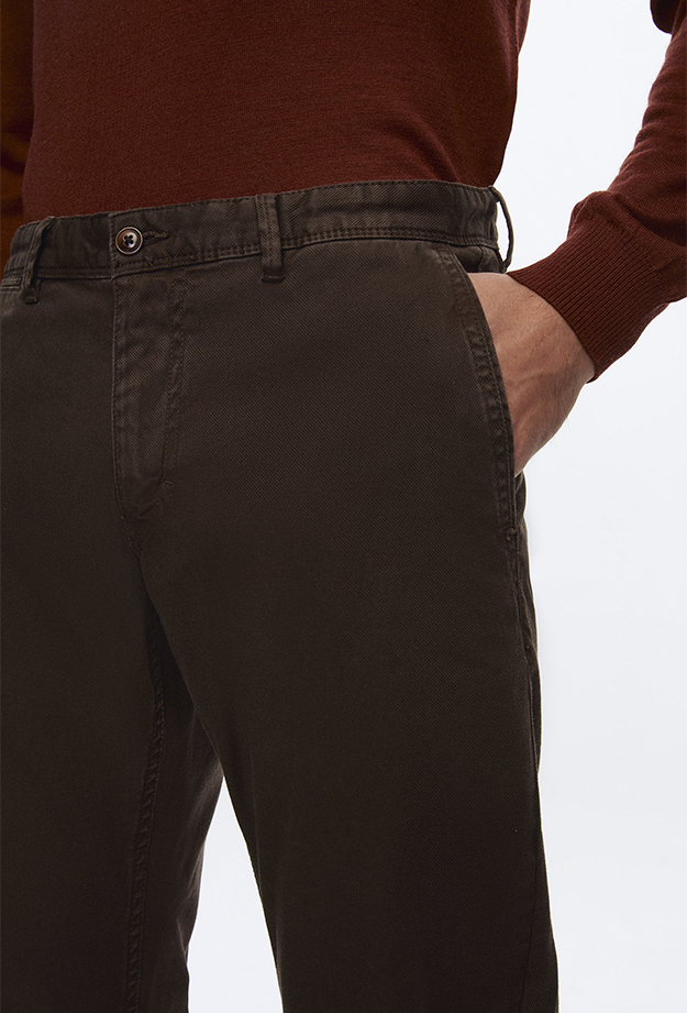 Damat Tween Damat Slim Fit Kahverengi Düz Chino Pantolon. 3