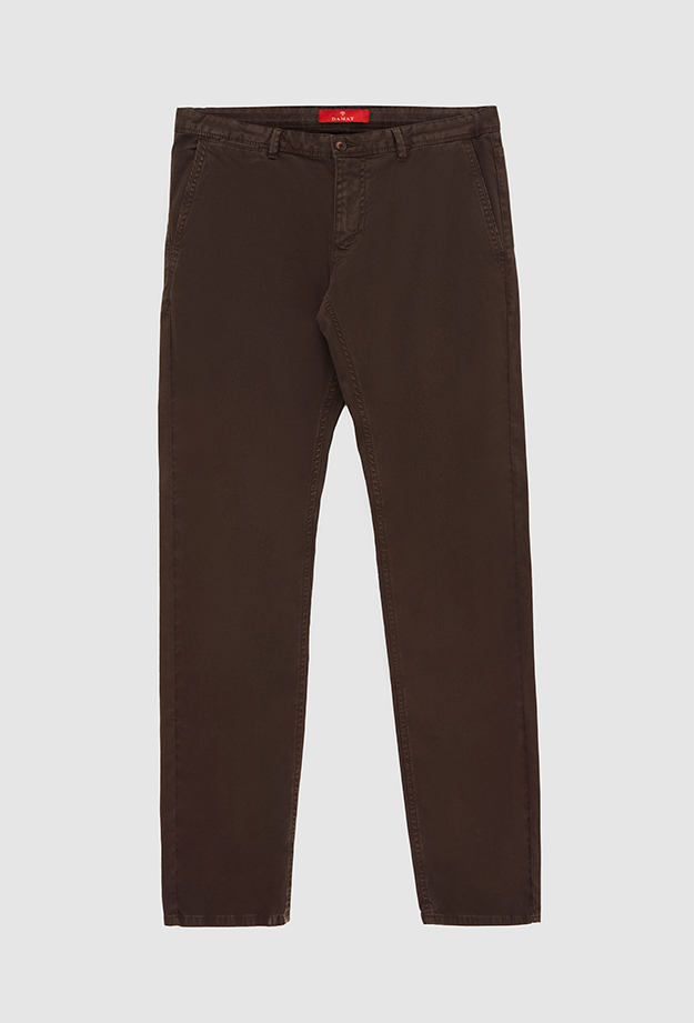 Damat Tween Damat Slim Fit Kahverengi Düz Chino Pantolon. 5