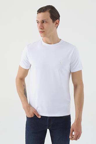 Twn Slim Fit Beyaz Düz Örgü Pamuklu T-Shirt - 8683218253011 | D'S Damat