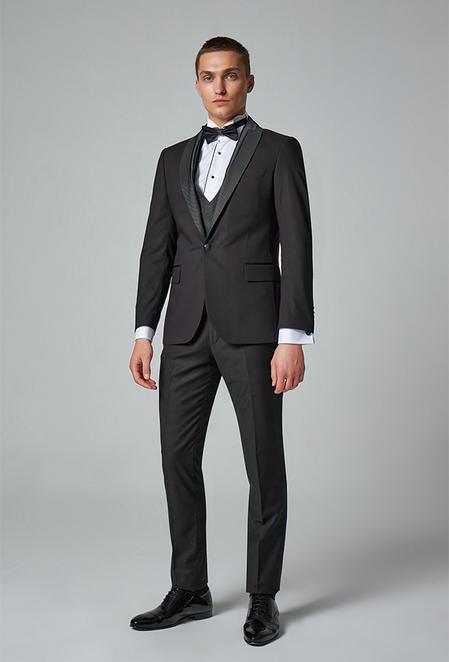 Ds Damat Slim Fit Siyah Düz Damatlık & Smokin Yelekli Takim Elbise - 8683219100512 | D'S Damat