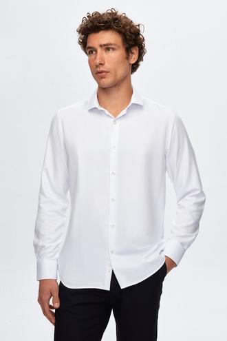 Twn Slim Fit Beyaz Armürlü Gömlek - 8683218267513 | D'S Damat