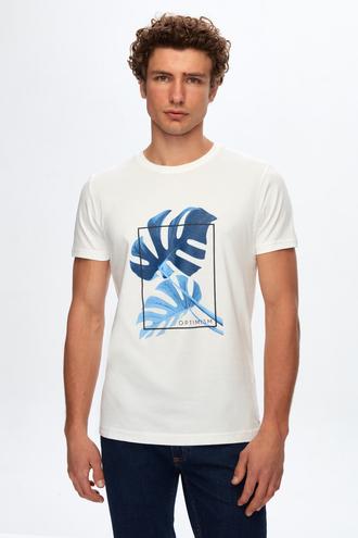 Twn Slim Fit Beyaz Baskılı T-shirt - 8683218306540 | D'S Damat