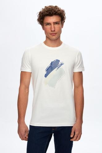 Twn Slim Fit Beyaz Baskılı T-shirt - 8683218342081 | D'S Damat