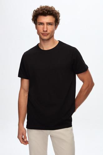 Ds Damat Regular Fit Siyah Düz Örgü T-shirt - 8683218250225 | D'S Damat