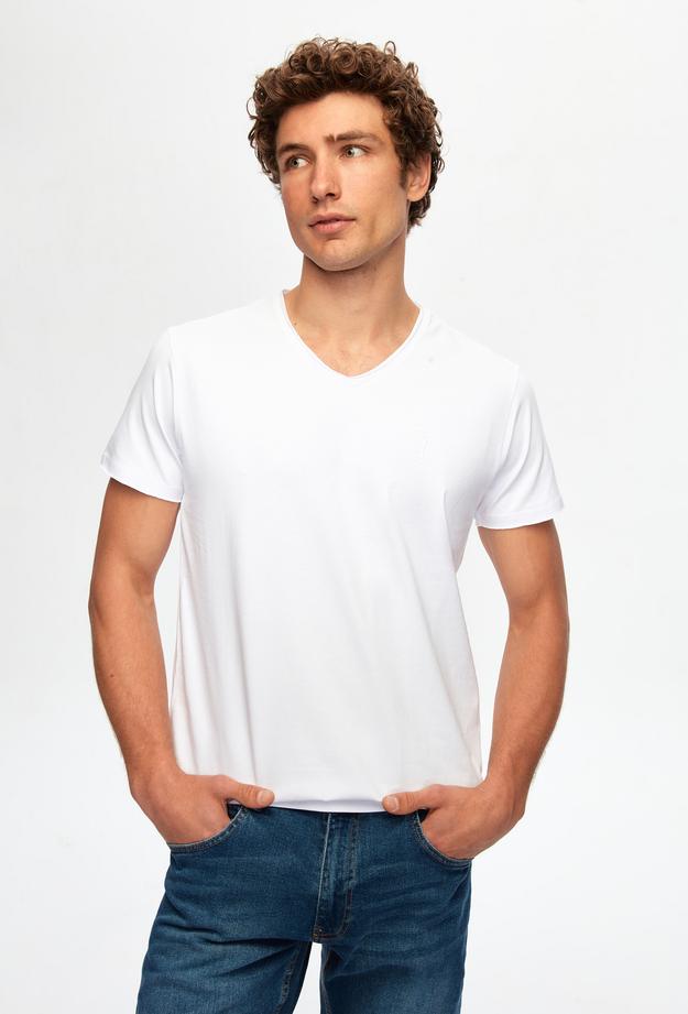 Twn Slim Fit Beyaz Pamuklu Logo Baskılı T-Shirt