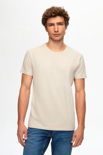 Twn Slim Fit Taş Düz Örgü Pamuklu T-Shirt - 8683219040894 | D'S Damat