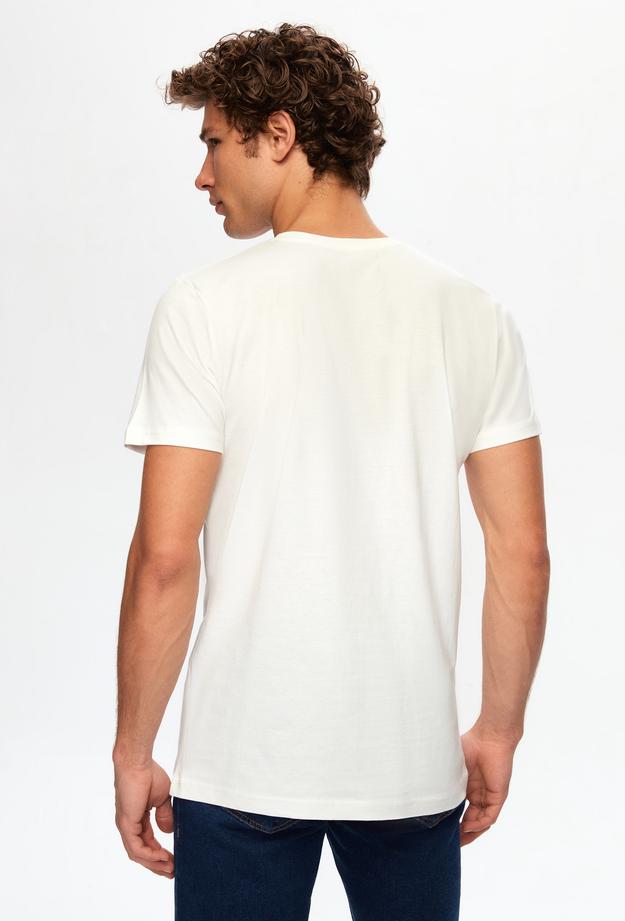 Twn Slim Fit Beyaz Baskılı T-shirt