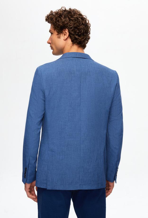 Twn Slim Fit Açık Mavi Armürlü Kumaş Ceket