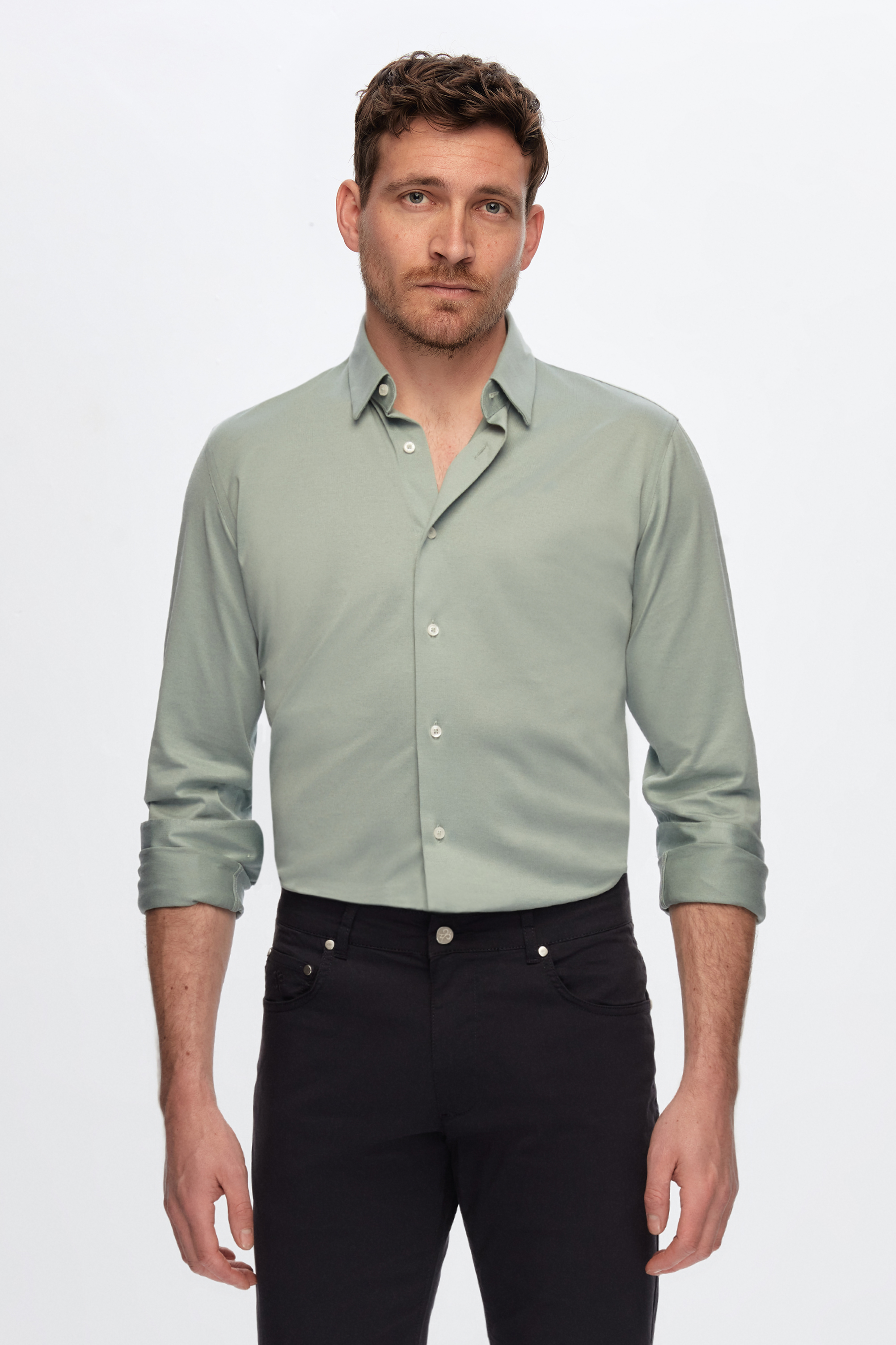Damat Tween Damat Slim Fit Yeşil Düz %100 Pamuk Süprem Gömlek. 2