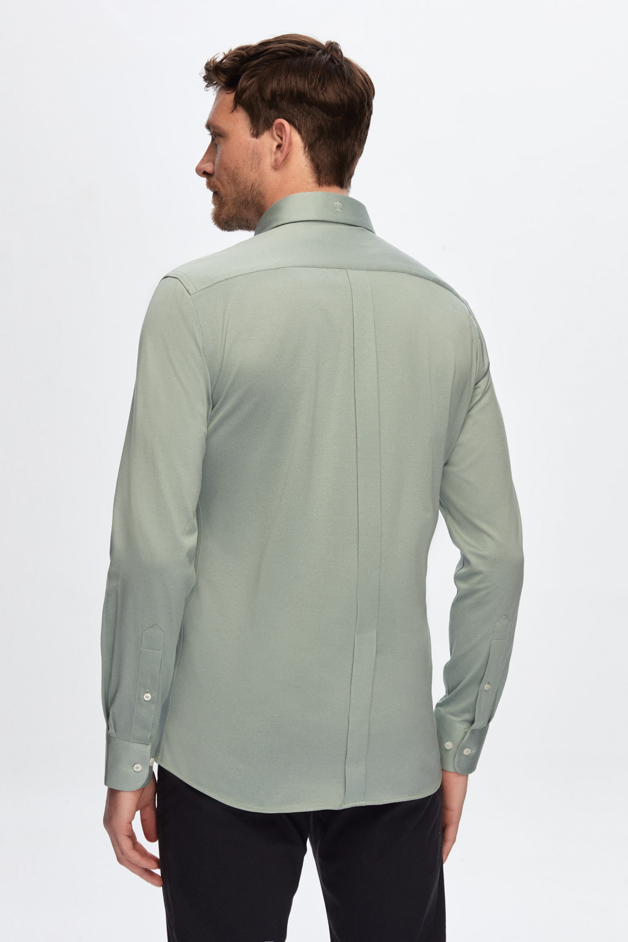 Damat Tween Damat Slim Fit Yeşil Düz %100 Pamuk Süprem Gömlek. 4