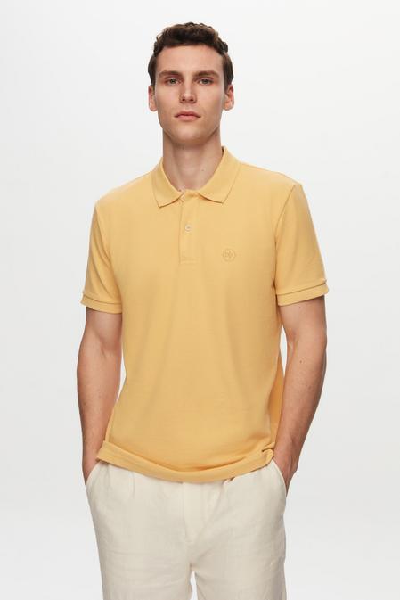 Ds Damat Regular Fit Açık Sarı %100 Pamuk Polo Yaka Nakışlı T-Shirt - 6725695038193 | D'S Damat