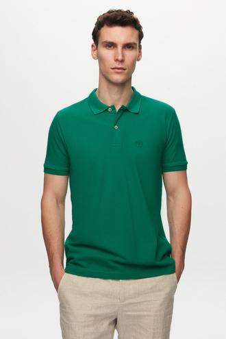Ds Damat Regular Fit Yeşil Pike Dokulu %100 Pamuk Polo Yaka T-Shirt - 8682060907240 | D'S Damat