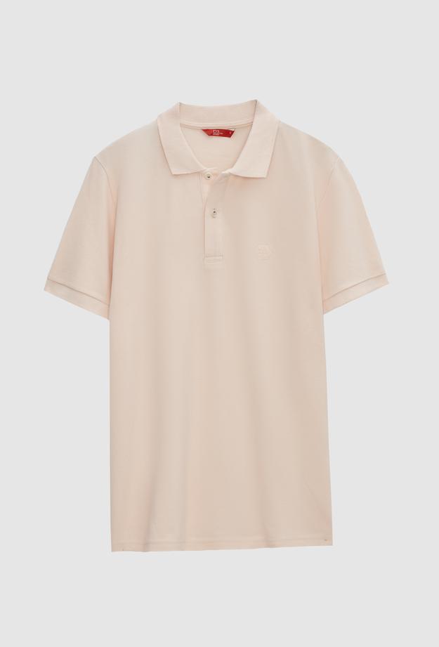 Ds Damat Regular Fit Somon %100 Pamuk Polo Yaka Nakışlı T-Shirt
