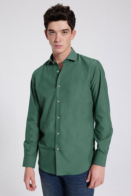 Ds Damat Slim Fit Yeşil Armürlü İtalyan Yaka Gömlek - 8682445181166 | D'S Damat