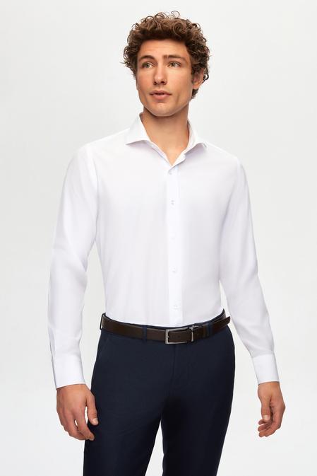 Ds Damat Slim Fit Beyaz İtalyan Yaka Gömlek - 8681779952152 | D'S Damat