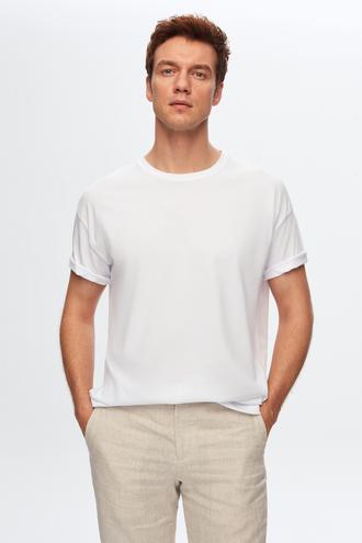 Ds Damat Comfort Beyaz Bol Kesim %100 Pamuk T-Shirt - 8682445062601 | D'S Damat