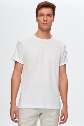Ds Damat Slim Fit Beyaz %100 Pamuk T-Shirt - 8682060252418 | D'S Damat