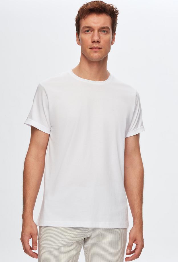 Ds Damat Slim Fit Beyaz %100 Pamuk T-Shirt